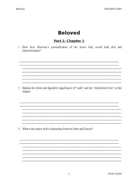 bailuvesd|Beloved: Study Guide